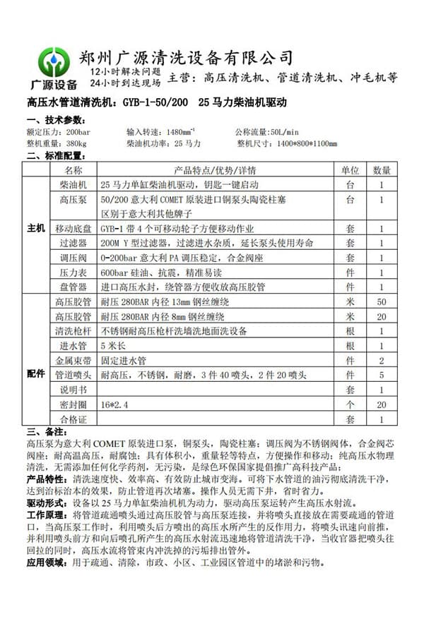 柴油驅動(dòng)管道疏通機資料